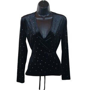 & Other Stories Rhinestone Velvet Wrap Top size 0
